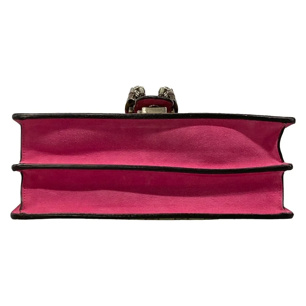 Gucci Dionysus Shoulder Bag 400249 Beige Dark Brown Pink PVC Suede